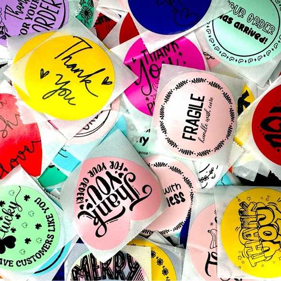 100 thank you stickers mystery bag bundle mix thank you 2" - Picture 12 of 12